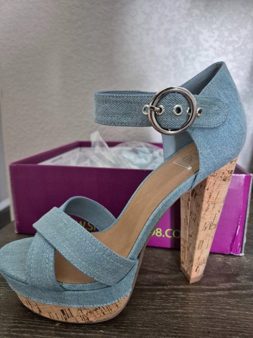 Denim heels